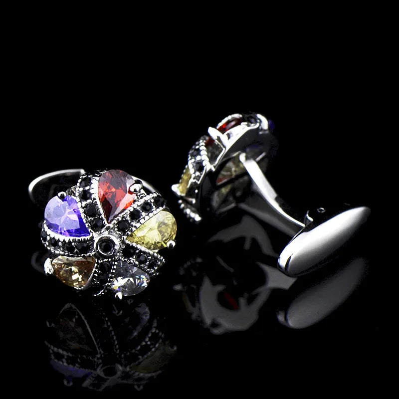 FLEXFIL Luxury shirt cufflinks for men's Brand cuff buttons cuff links gemelos High Quality round wedding abotoaduras Jewelry
