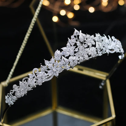 ASNORA Cubic Zirconia Crown For Women Birthday Gift Silver Color Diadem Bride Tiaras Classic Headband Wedding Hair Accessories