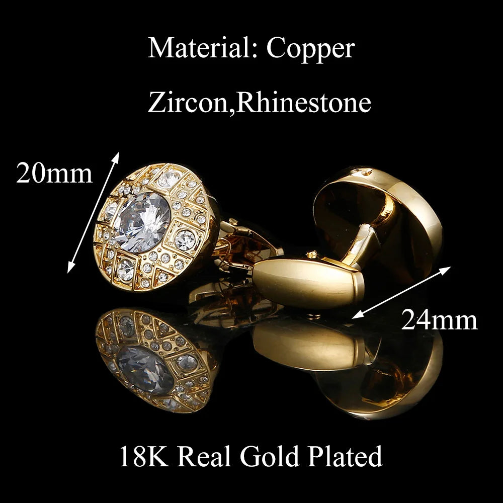 Fashion French Men’s Shirt Cufflinks Wedding Gifts Jewelry Enamel Crystal Groom Buttons High Quality Luxury Father Favors