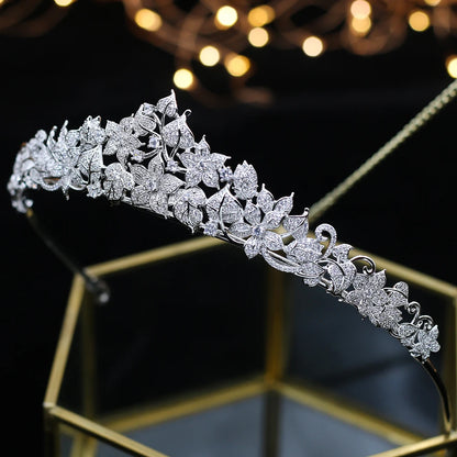 ASNORA Cubic Zirconia Crown For Women Birthday Gift Silver Color Diadem Bride Tiaras Classic Headband Wedding Hair Accessories