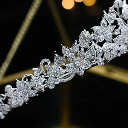 ASNORA Cubic Zirconia Crown For Women Birthday Gift Silver Color Diadem Bride Tiaras Classic Headband Wedding Hair Accessories