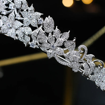 ASNORA Cubic Zirconia Crown For Women Birthday Gift Silver Color Diadem Bride Tiaras Classic Headband Wedding Hair Accessories