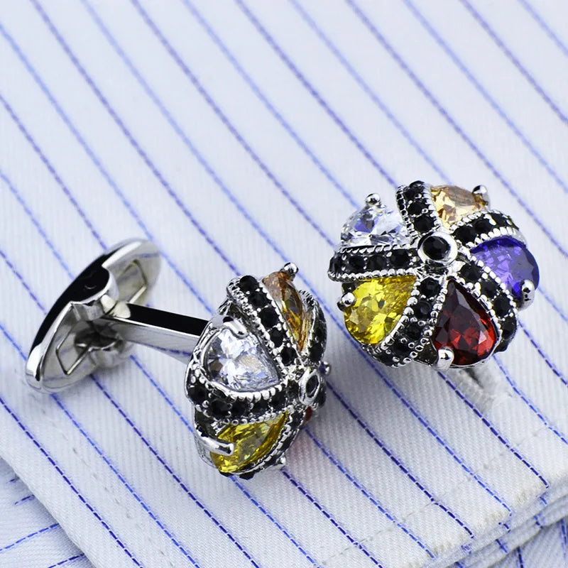 FLEXFIL Luxury shirt cufflinks for men's Brand cuff buttons cuff links gemelos High Quality round wedding abotoaduras Jewelry