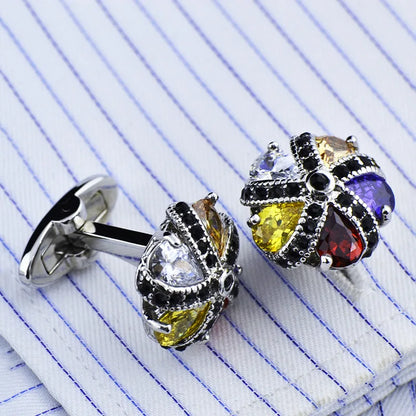 FLEXFIL Luxury shirt cufflinks for men's Brand cuff buttons cuff links gemelos High Quality round wedding abotoaduras Jewelry