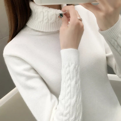 Women Sweater Turtleneck Pullovers Autumn Winter Sweaters New 2025 Long Sleeves Thick Warm Female Sweater Khaki