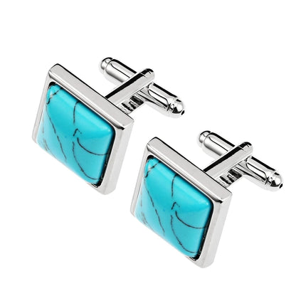 Low-key Luxury Blue stone Cufflinks for Mens Business Lepton High Quality Square Man-made Fashion trend Cufflink Relojes gemelos
