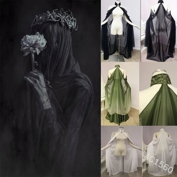 Medieval cape Unisex Mantle Hooded Cloak Coat Wicca Robe Medieval Cape Shawl  Witch Wizard Cosplay Costumes Women
