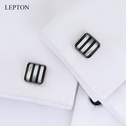 Lepton Mother of Pearl Cufflinks for Men Nature White Shell Cuff Links Fashion Button High Quality Luxury Wedding Best Men Gift