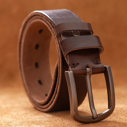 Top Cow Genuine Leather Belts for Men Luxury Designer High Quality Fashion Style Vintage Brown Cowboy Male Belt