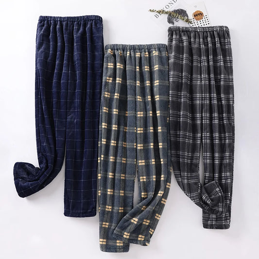 Thick Flannel Men's Plaid Trousers Big Yards Warm Sleep Pants Mens Pajamas Pants Bottoms Sleepwear Pajama for Men Pijama Hombre