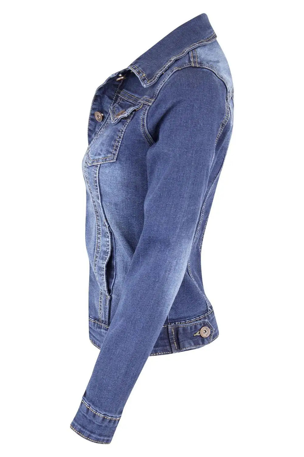 2025 New Women's Long Sleeve Denim Jacket Fashion Slim Fit Stretch Jeans Coat Casual Female Clothing