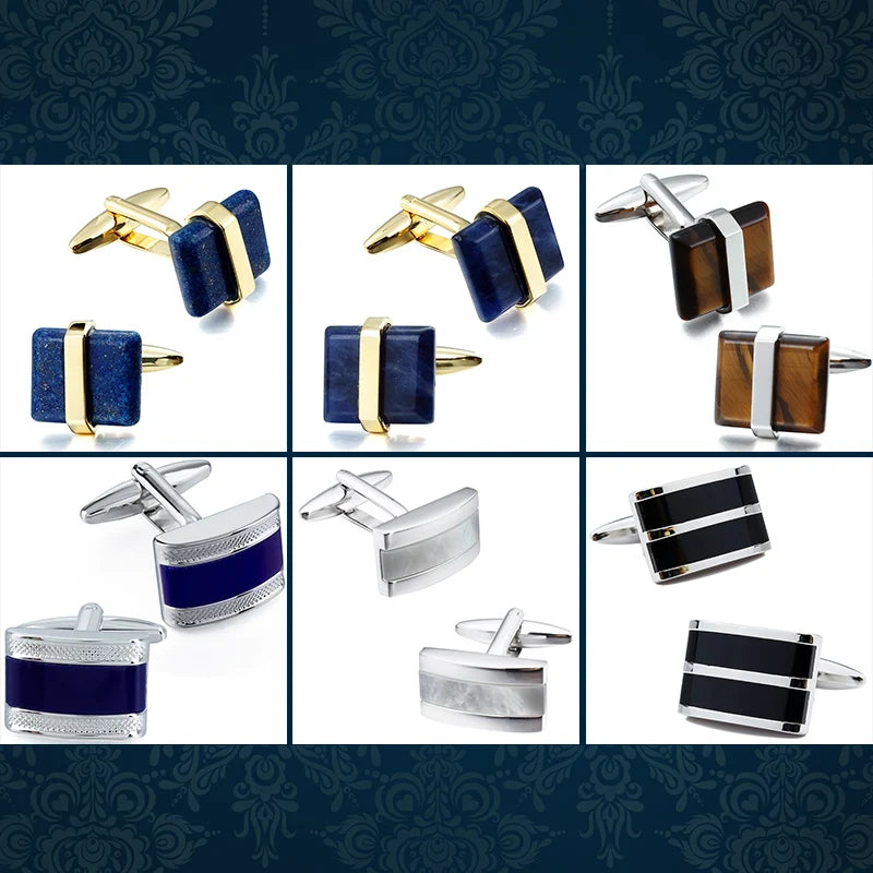 Luxury Stone Cufflinks for Mens Shirt High Quality Brand French Shirt Cuff Links Wedding Party Jewelry Low Price Promotion