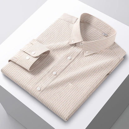 100% Cotton Men's Oxford Shirts Spring Autumn Long Sleeve Basic Casual Solid Striped Button Down Social Business Formal Plus 5XL