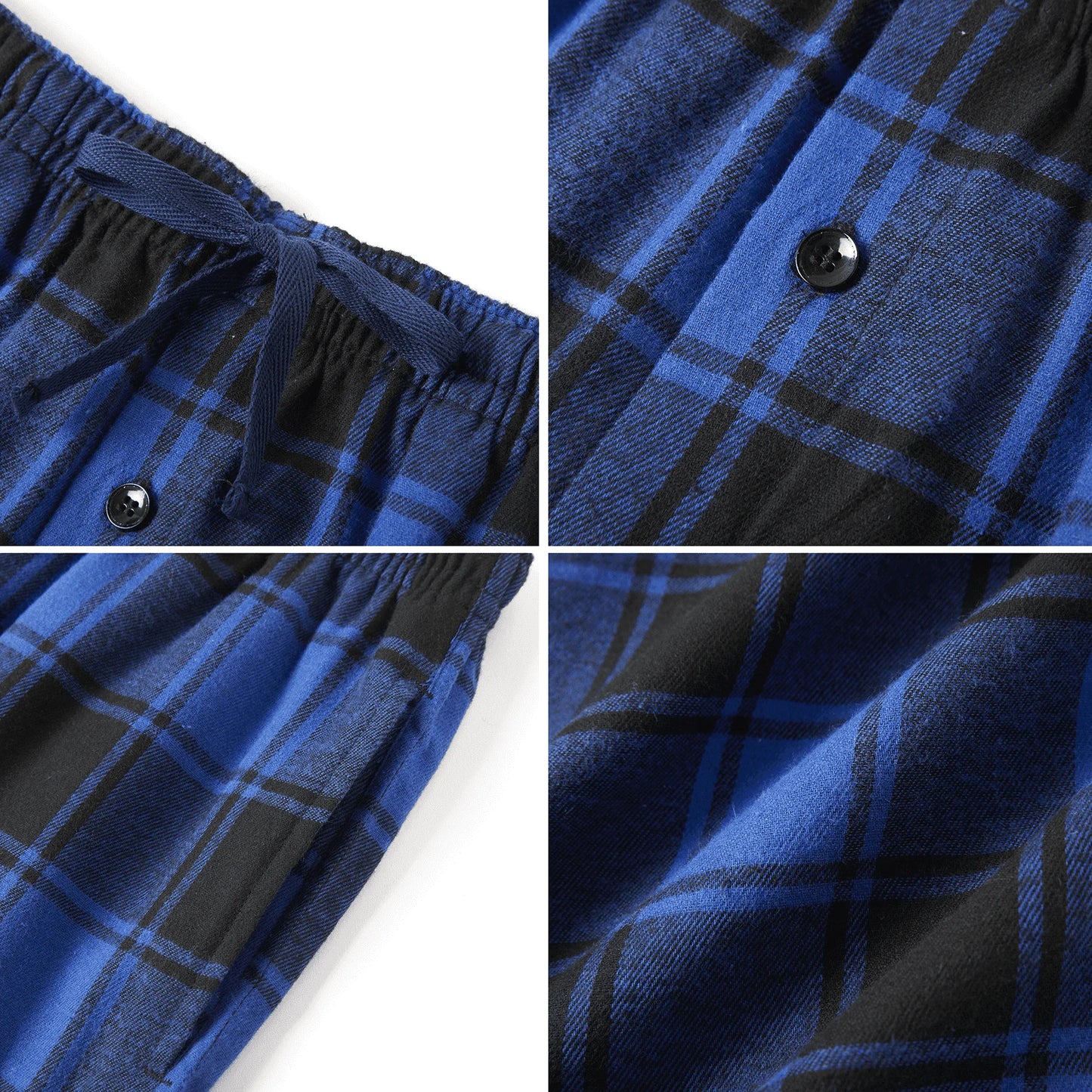 Men's Pajama Bottom Flannel Trendy Plaid Solid Casual Comfy with Pocket Warm Loose Sleeping Pants Stretchy Elastic Waistband