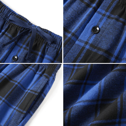 Men's Pajama Bottom Flannel Trendy Plaid Solid Casual Comfy with Pocket Warm Loose Sleeping Pants Stretchy Elastic Waistband