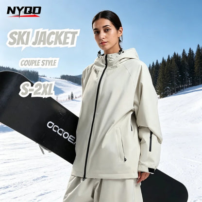 New Unisex Solid Cargo Ski Suit Waterproof Breathable Windproof Snowboard Jacket Professional Winter Outdoor Couple Snowsuit