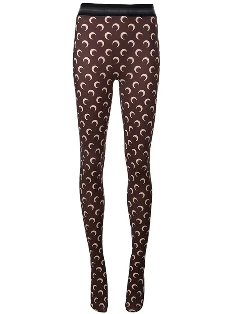 Fashionable Women Printed Elastic Jumpsuit Summer Casual Seamless Tight Thin Women\'s High Waisted Leggings
