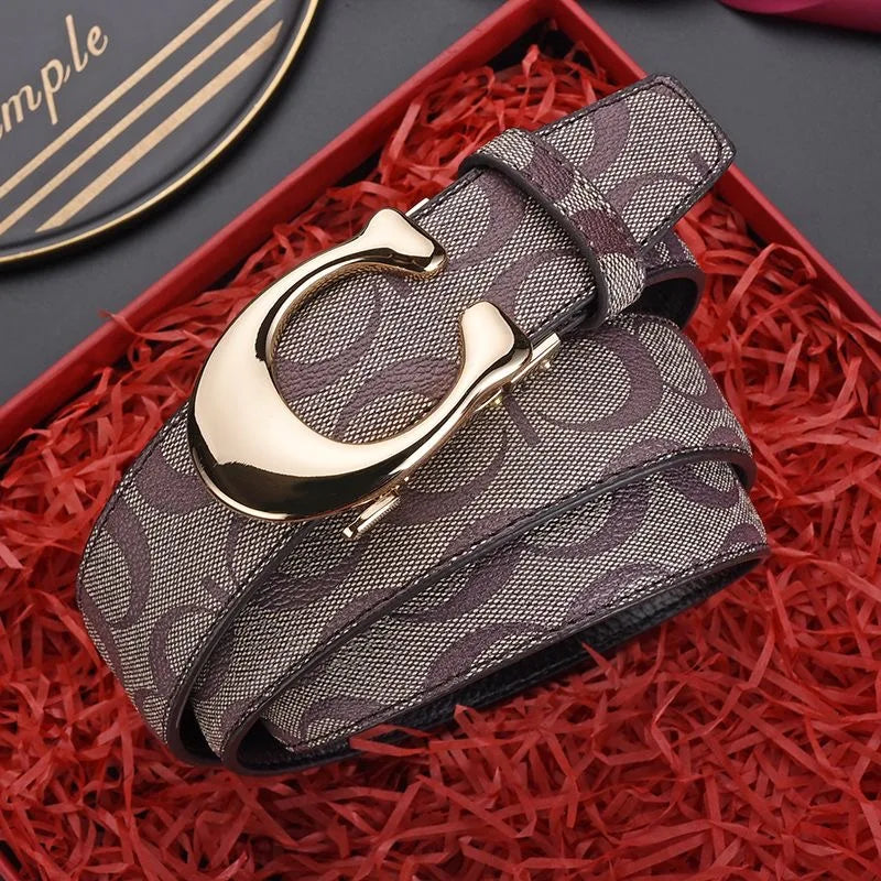 New 3.4cm fashion Women's Belt Formal Leather Canvas Male Belt High Quality Metal Automatic Buckle business Belt for men jeans