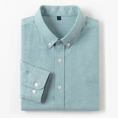 Men's Slim-Fit Oxford Cotton Shirt: Long Sleeves, Casual Breathable Fabric, Exquisite Craftsmanship, Brand with OEM Processing