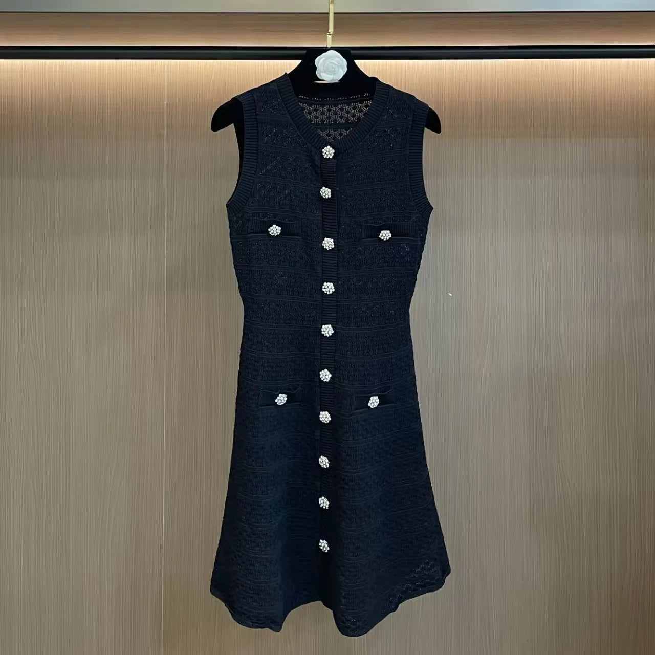 ZJYT New Summer Women's Sleeveless Knit Dress Elegant Sweet Pink Casual Party Mini Short Dresses Female Knitwears with Buttons