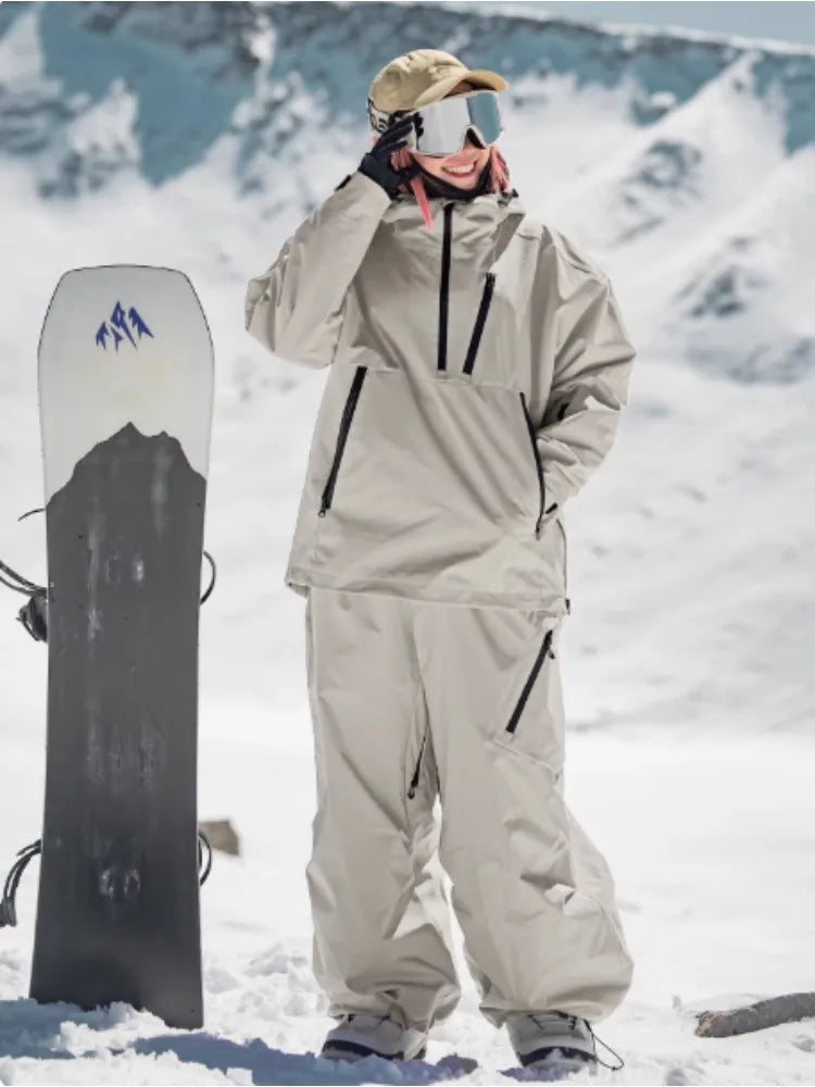 Gsou Snow Men's Women's Snowboard Pants Waterproof Windproof Ski Trousers Thermal Winter Workwear Loose Fit Outdoor Sportswear