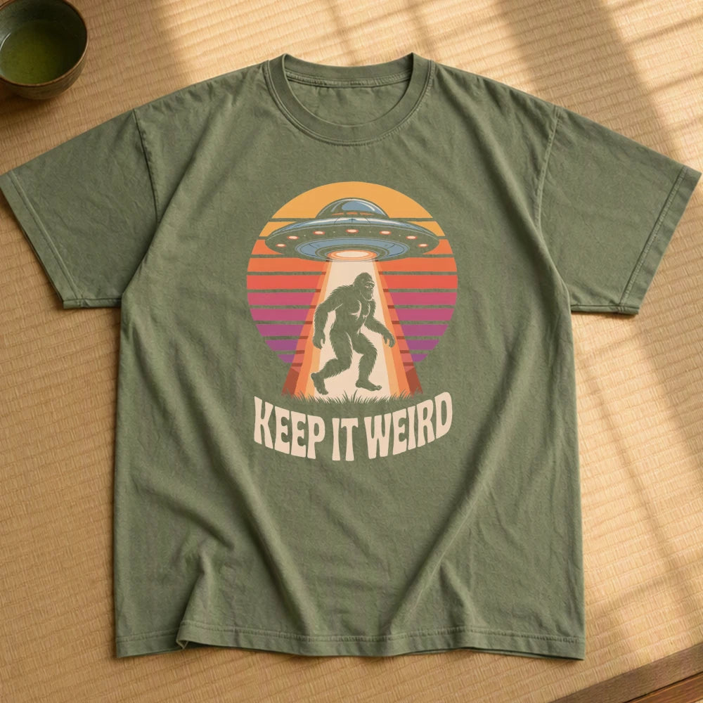 Groovy UFO Bigfoot Sasquatch Lady Retro Pop Art Graphic Tee Weird Alien 70s Vibe Shirt Music Festival Top