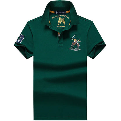 Fashion Polo T Shirt Man Cotton Big Size Polo Shirt Men Casual Embroidery Lapel Button Shirt Short Sleeve High Quality Male Red