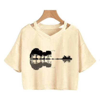 2000s Y2k Print Women Tee Shirt Harajuku Gothic Cropped Mange Tshirt Funny Graphic T-shirt Korean Style Casual Crop Tops Female