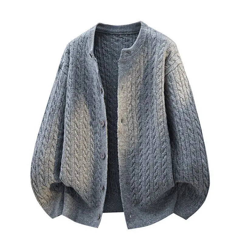 Legible Autumn and Winter Casual Sweater Men Loose Knitted Cardigan Male Round Neck Collar Sweatercoats Man