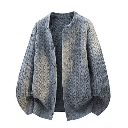 Legible Autumn and Winter Casual Sweater Men Loose Knitted Cardigan Male Round Neck Collar Sweatercoats Man