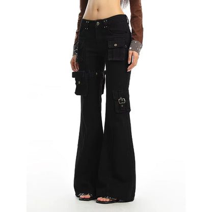 American Sle Spicy Girl Micro Flared Workwear Jeans Women Design Casual Versatile Slimming Floor-Length Pants INS