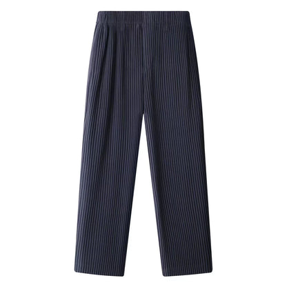 Miyake Pleated Men Pants Casual Loose Wide Leg Draped Trousers Business Casual Daily Wear
