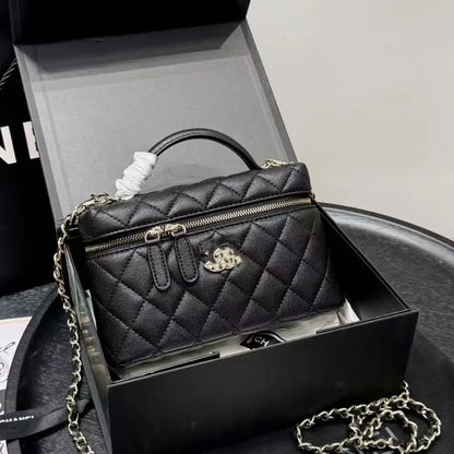 Channeled Bag Women designer makeup bag High Quality Sheepskin Diamond Lattice Handle Vanity Box Tote Bags Crossbody Shoulder Co