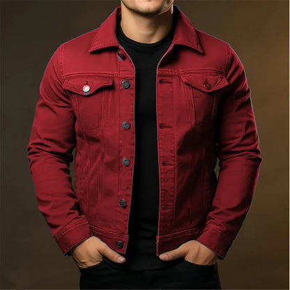 NewMen's Fashion Casual Denim Jackets Spring Autumn Solid Turn Down Collar Streetwear Jean Outwear Coats Male Daily Denim Jacket
