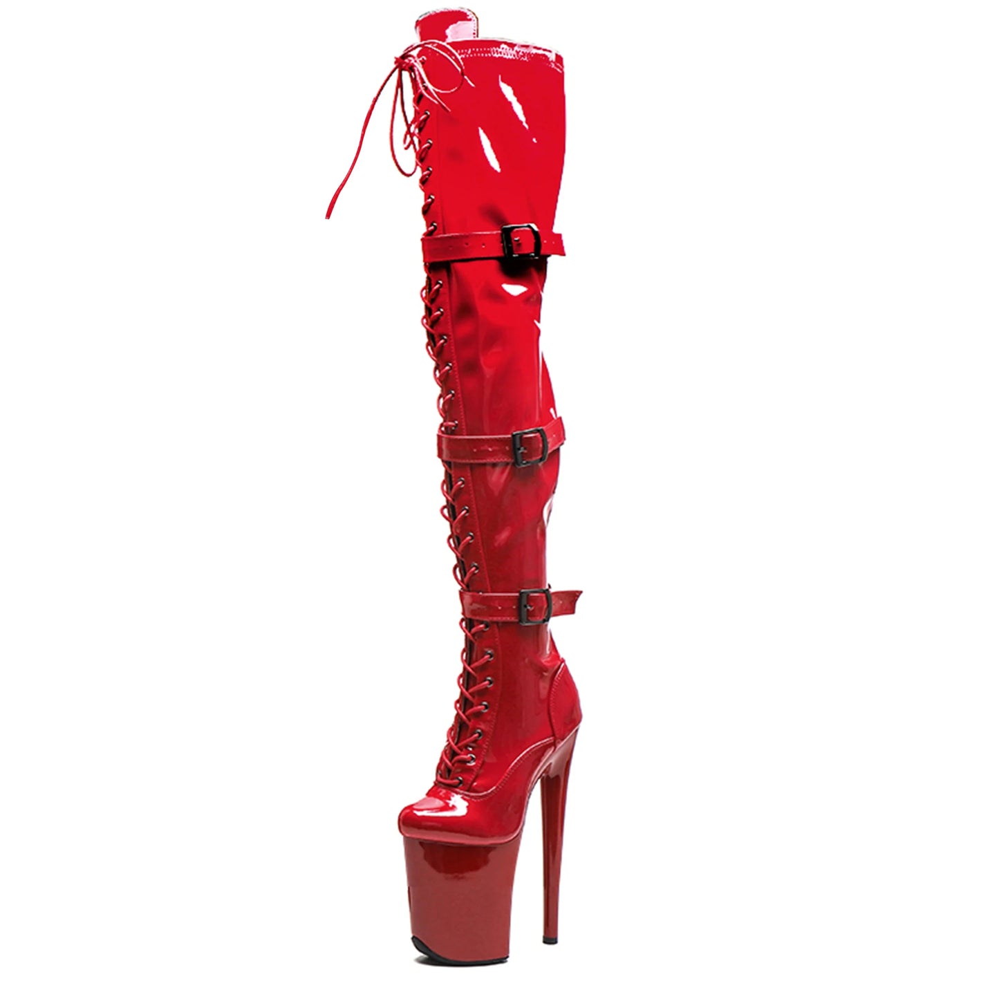 WUXIN H&P Women's 8in Stripper Heels Thigh High Heel Boots, Over The Knee  Exotic Pole Shoes StilettoPlatform Boot