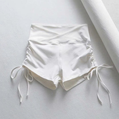 Women Shorts Fitness Hip Lifting Tights Short Leggings Yoga White