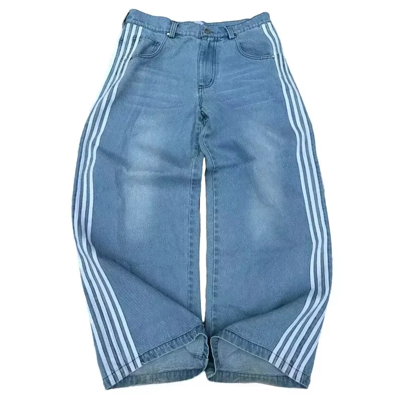 Vinatge Popular Casual Wild Letter Embroidered Baggy Jeans Women Y2K Gothic High Waist Straight Wide Leg Trousers