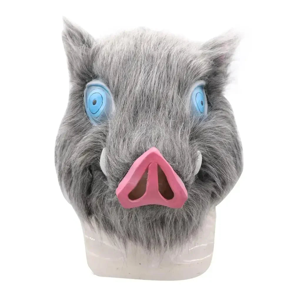 2026 Halloween Inosuke Hashibira Masker Helm  Cosplay Cape Haar Varkensmasker Hoofddeksels