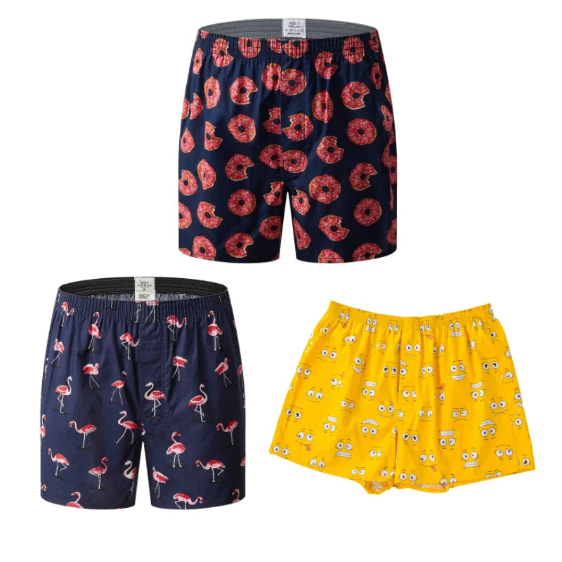 3PCS 100% Cotton Men's Boxer Briefs Men's Sports Shorts Home Comfort Casual Men's Panties Loose Soft Men's Underwear Aro Pants