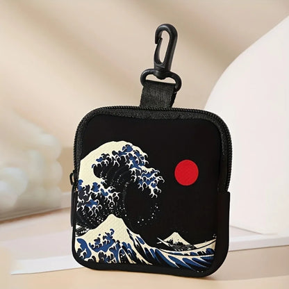 Durable Mini Coin Purse Artificial Leather Cat Print Wallet Waterproof Portable Earphone Bag Friends Gift