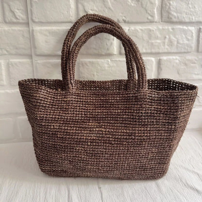 Handmade Raffia Straw Bags for Women Shoulder Bag Summer Woven Beach Bag NEW Natural Grass Handbag Vacation Shopper Tote Purses