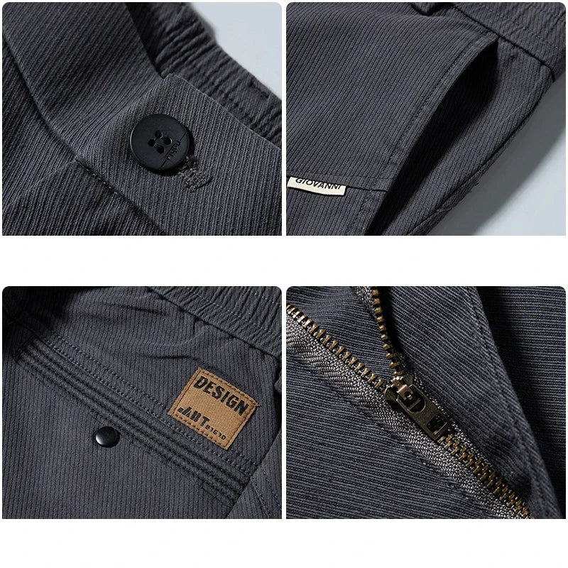 Spring Men's Slim Casual Pants Business Straight Twill Cotton Elastic Trousers Brand Fashion Clothing Coffee Black Gray