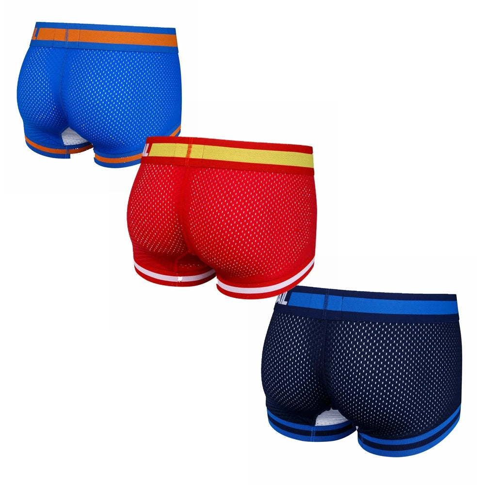 JOCKMAIL 5pcs Man Underpants Boxershorts Mesh Nylon Men Boxers Male Breathable Underwear