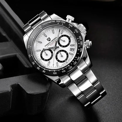 PAGANI DESIGN PD1644 Men's VK63 Quartz Chronograph Watch Sapphire Glass Stainless Steel 100M Waterproof Sport Wristwatch