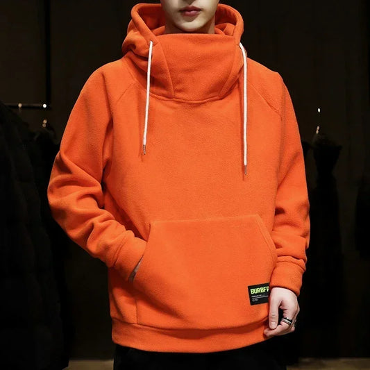 2026 Men's Thick Polar Fleece Sweatshirt Paired Couple Y2k Streetwear Autumn Winter Hood Sports Black Windproof Oversized Hoodie