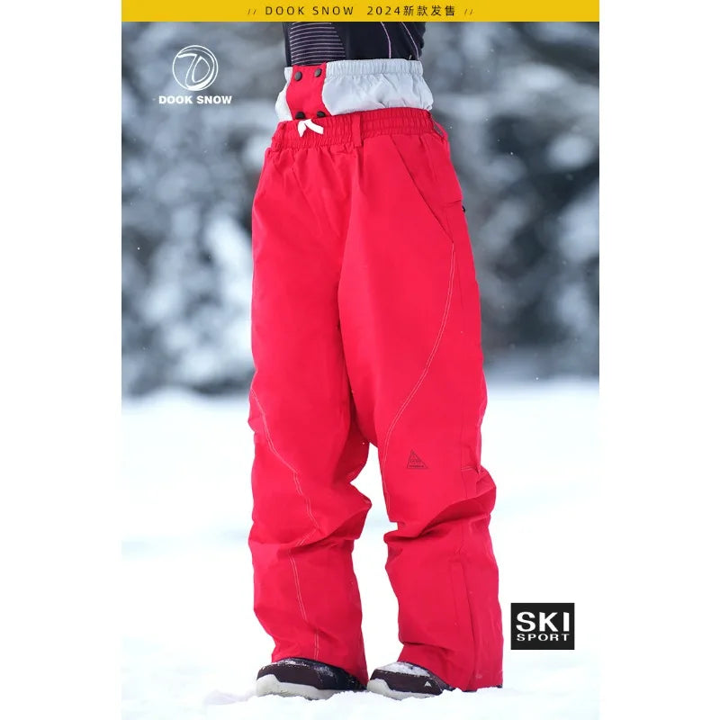 2025 Men's and Women's Loose Work Clothes Ski Pants - Men's and Women's Winter Snow Equipment Waterproof and Windproof Ski Pants