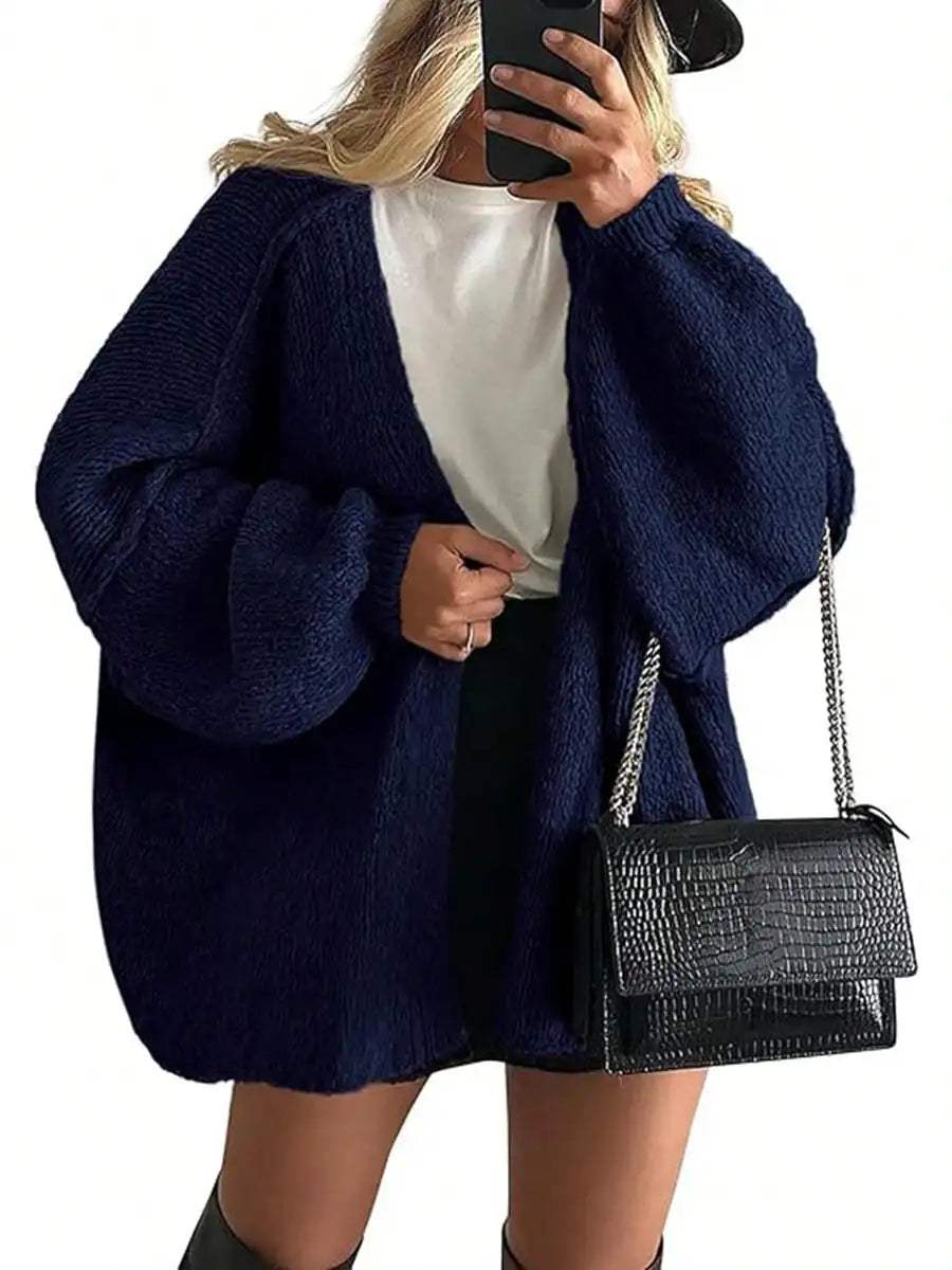 Cardigan Sweaters For Women Oversized Fall Long Sleeve Lightweight Knit Cardigans Winter Clothing Open Front Solid Color Crochet Lantern Sleeve Coat
