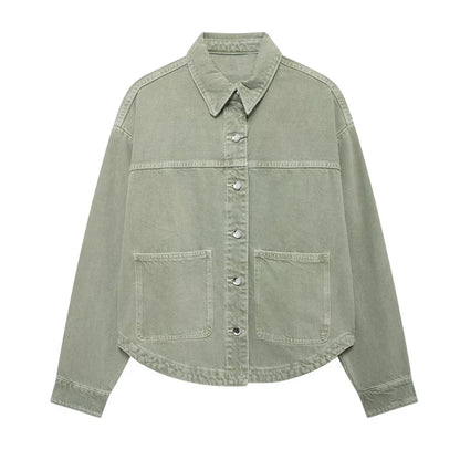 2025 Autumn New Product Fashion Casual Women's Fashion Versatile Buckle Patch Denim Jacket Coat