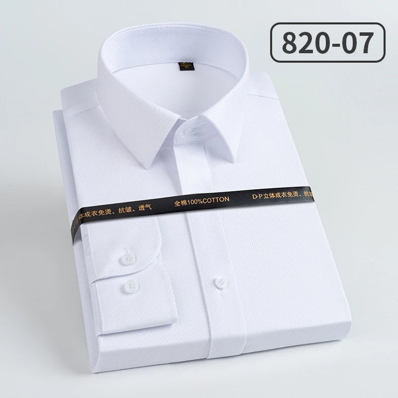 Men's pure cotton long sleeved shirt slim fit high-end light luxury 100 count striped heterochromatic collar wrinkle resistant