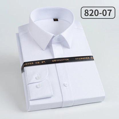 Men's pure cotton long sleeved shirt slim fit high-end light luxury 100 count striped heterochromatic collar wrinkle resistant